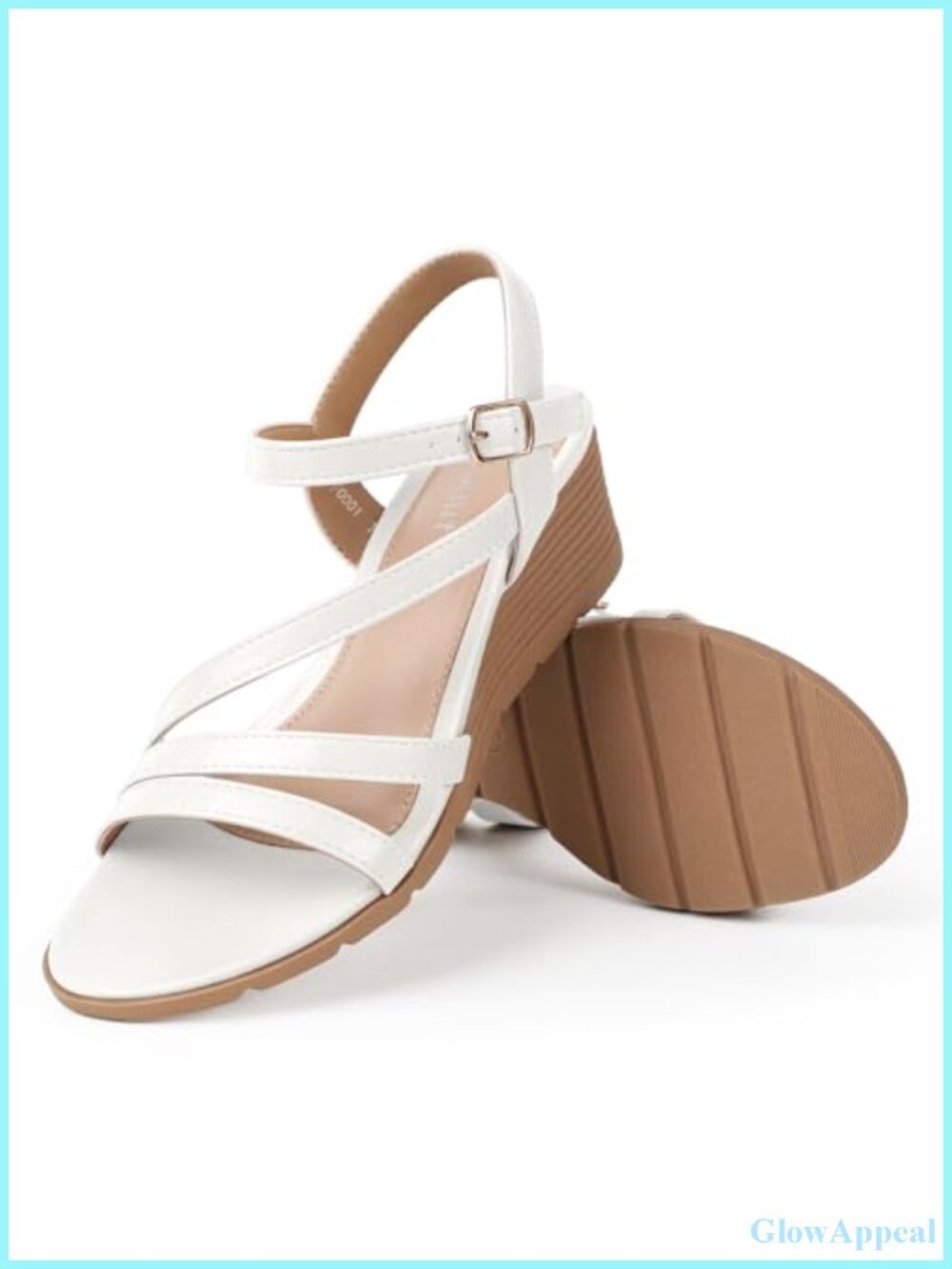 Faux Leather Strappy Low Wedge Sandals with Ankle Strap
